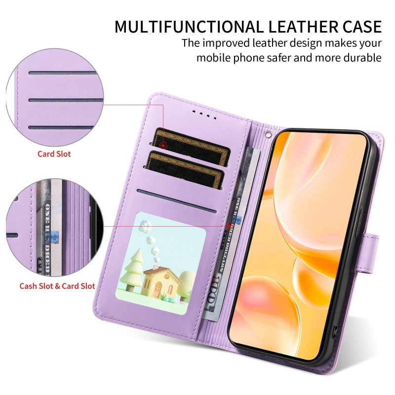 For Realme C63 / C61 / Note 60 Embossed  Dog RFID Blocking Wallet Leather Phone Case(Purple) - Image 4